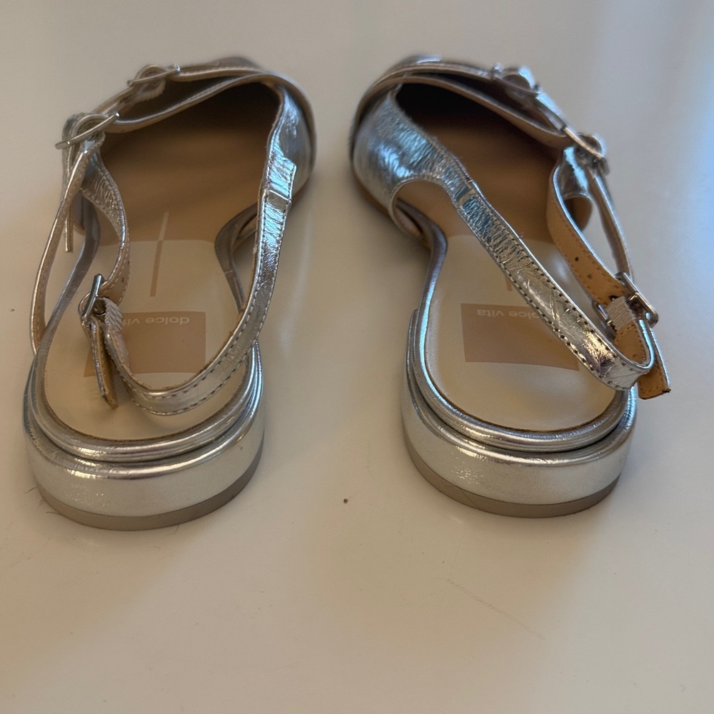 Dolce Vita Metallic Silver Slingback Flats - Picture 3 of 6
